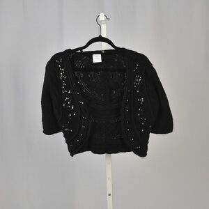 Noa Noa Stunning Black Beaded Sweater Party Holiday Shrug Size XL